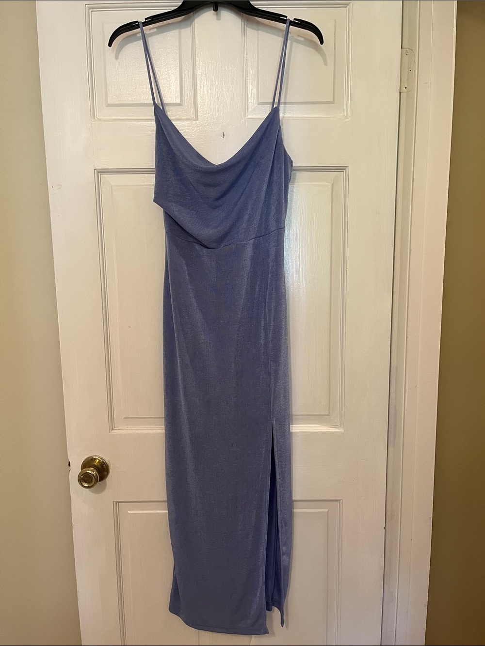 Hello Molly Cornflower Blue Cowl Neck Maxi Slip Dress